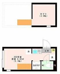 ＯＴＡＳ 代田橋 1階ワンルームの間取り