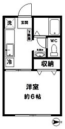 ハイツエスポアールII 1階1Kの間取り