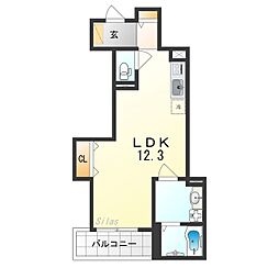 Fstyle西取石4号館 3階ワンルームの間取り