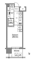 BPRレジデンス三田伊皿子坂 6階1Kの間取り