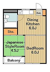 ドムス千代田 2階2DKの間取り