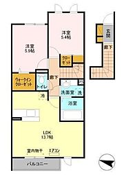 アミ・クール 2LDKの間取図画像