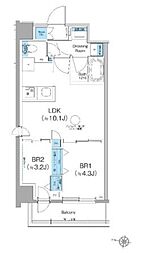 クレヴィアリグゼ西馬込 6階2LDKの間取り