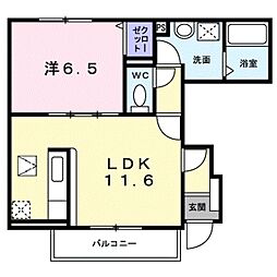 メゾンソレイユ 1LDKの間取図画像