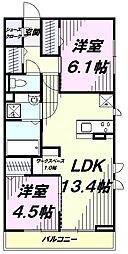 フェリーチェ 3階2LDKの間取り