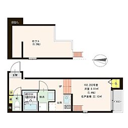 Osaka Metro谷町線 千林大宮駅 徒歩7分の賃貸アパート 2階1Kの間取り
