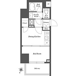 ブランシエスタ雑司が谷 12階1DKの間取り