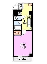 パンウエストリート 1Kの間取図画像