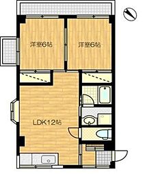 ハレーちとせ 6階2LDKの間取り