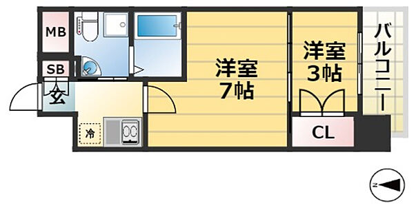 兵庫県神戸市中央区吾妻通５丁目(賃貸マンション2K・4階・29.70㎡)の写真 その2