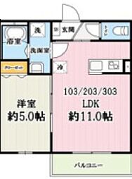 キャメル入間黒須Ａ 1階1LDKの間取り