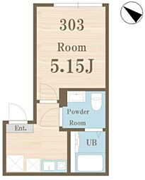 Celeste 3階1Kの間取り