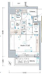 ベルグレードSK DUE 6階1Kの間取り