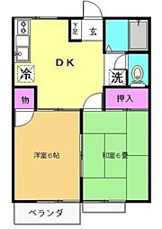 アサヒハイツ 2DKの間取図画像
