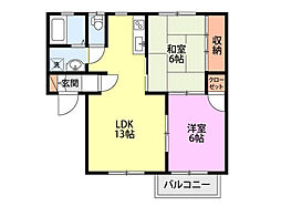 グレースアベニューB 2LDKの間取図画像