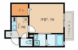 パーチェ西大井 1階1Kの間取り
