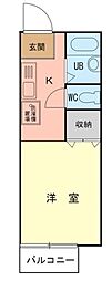 京王相模原線 京王堀之内駅 徒歩22分の賃貸アパート 2階1Kの間取り