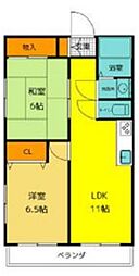 第2お花茶屋ダイヤモンドマンション 5階2LDKの間取り
