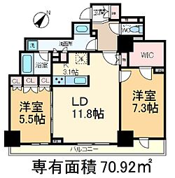 都営三田線 西巣鴨駅 徒歩7分の賃貸マンション 5階2LDKの間取り