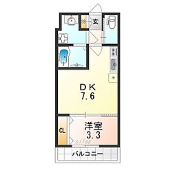 安芸津マンション 1DKの間取図画像