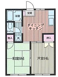 フローラパレスA 2DKの間取図画像
