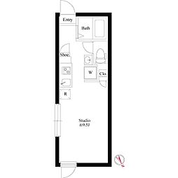 ティーグル四ツ木 1階ワンルームの間取り