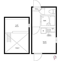 ブリリアント北千住 3階ワンルームの間取り