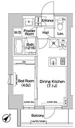 コンフォリア東池袋イースト 7階1DKの間取り