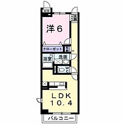 フェザーヒル2 1LDKの間取図画像