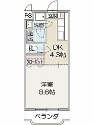 グリーンヒルタカハシ2 1DKの間取図画像