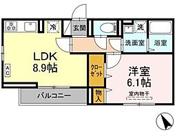 DPaina東長沼 1LDKの間取図画像