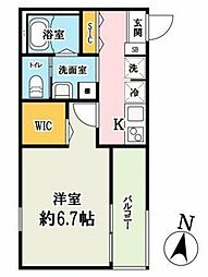 セレーノ西浦和 2階1Kの間取り