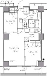 パークアクシス豊洲 11階2LDKの間取り