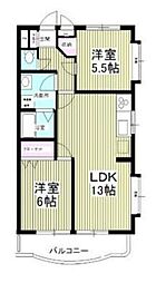 グレースマンションベル 2LDKの間取図画像