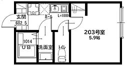 セジュール 1Kの間取図画像