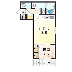 ジーメゾン鳳南クレール 1LDKの間取図画像