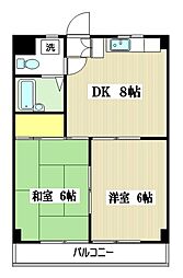 松本ハイツ 2DKの間取図画像