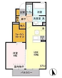 コートヴィレッジ かりん 1階1LDKの間取り