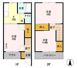 コーポ鈴木B 3Kの間取図画像
