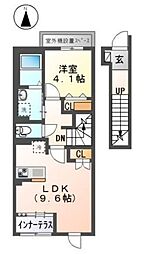 ラフィーネポルテ 2階1LDKの間取り