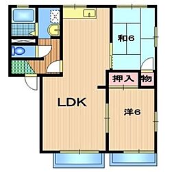 城山ハイツB棟 2LDKの間取図画像