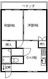 フジハイムII 3階2DKの間取り