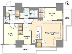 オアーゼ日暮里レジデンス 13階3LDKの間取り