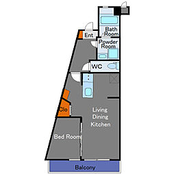 渋谷マンション 1LDKの間取図画像