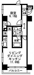 レジディア月島3 1LDKの間取図画像