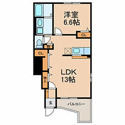 ジューク 1LDKの間取図画像