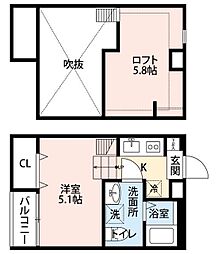 プランドール天台 1階ワンルームの間取り