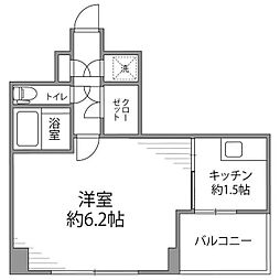 ヴィーダ勝どき 4階1Kの間取り