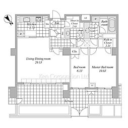 パークマンション六本木 2階2LDKの間取り