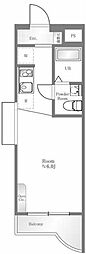 ユースフル笹塚Ｎｏ2 3階ワンルームの間取り